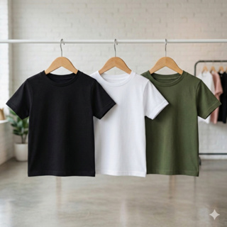 Kit 3 Camisetas Infantil Básica Unissex Algodão Lisa - Conforto Leve Para o Dia a Dia em Oferta na Shopee