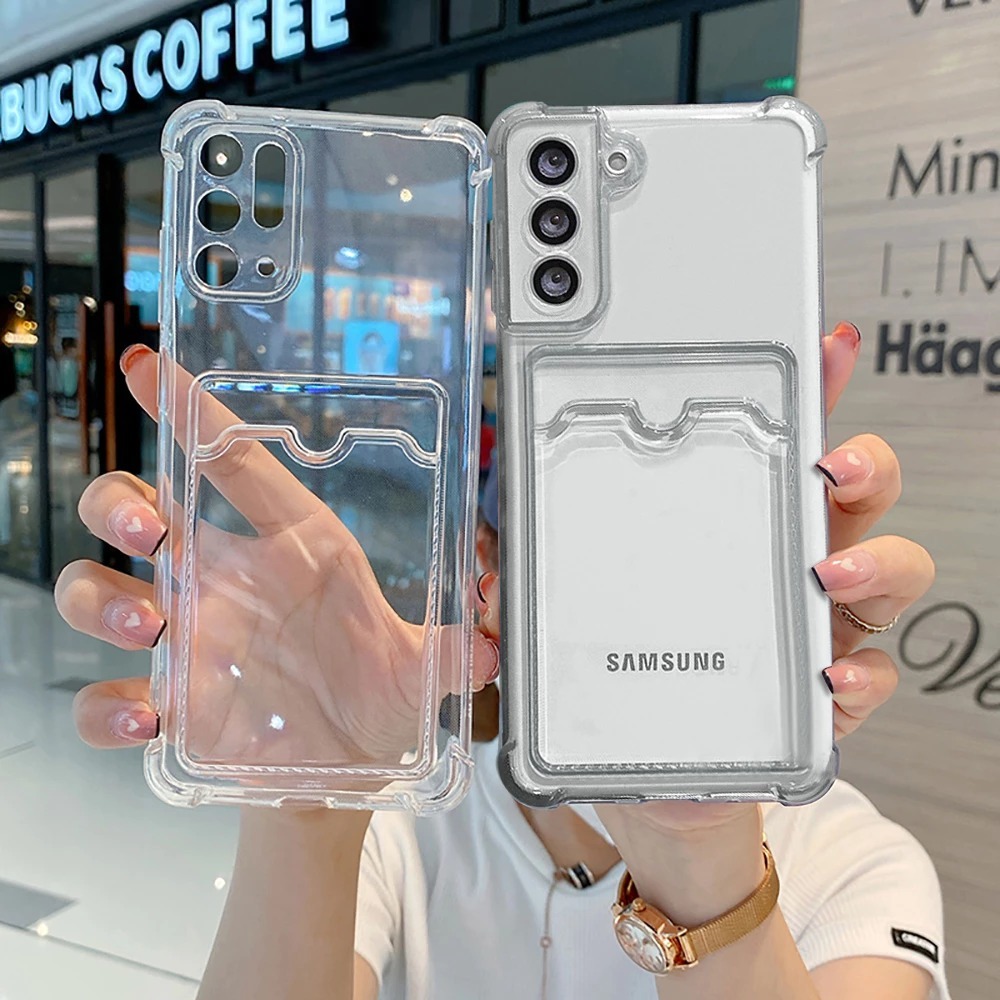 CAPA TRANSPARENTE COM PORTA CARTÃO PARA SAMSUNG S25, S25 PLUS, CAPA ANTI-IMPACTO..