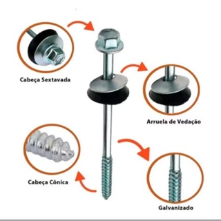 Parafuso Telha Fibrocimento 5/16 110mm Completo 50uni em Oferta na Shopee