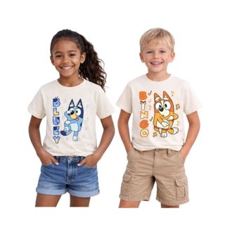 Camiseta blue desenho família algodão premium cachorrinho azul em Oferta na Shopee