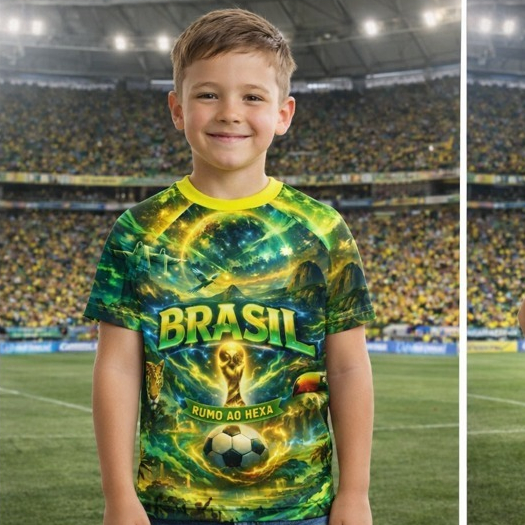 Camisa Copa do Mundo Camiseta Brasil 2026 Campeão Futebol