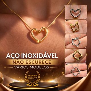 Colar Aço Inoxidável Com Pingente Vazado Coração Estrela Borboleta Minimalista Luxo Vários Modelos em Oferta na Shopee