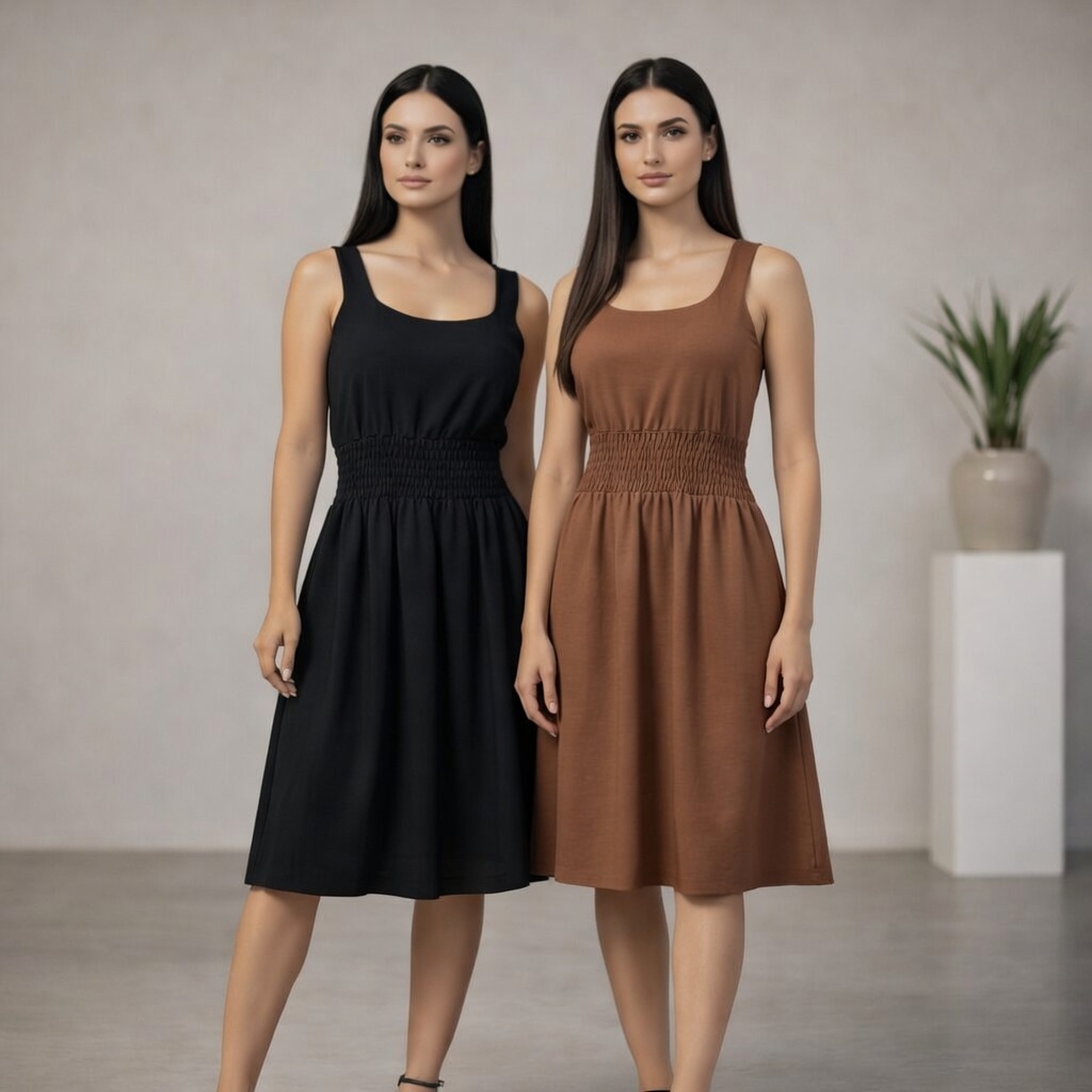 Kit 2 Vestido Elastex Duna Feminino Curto Cintura Franzida Ajustável Moda Casual Elegante em Oferta na Shopee