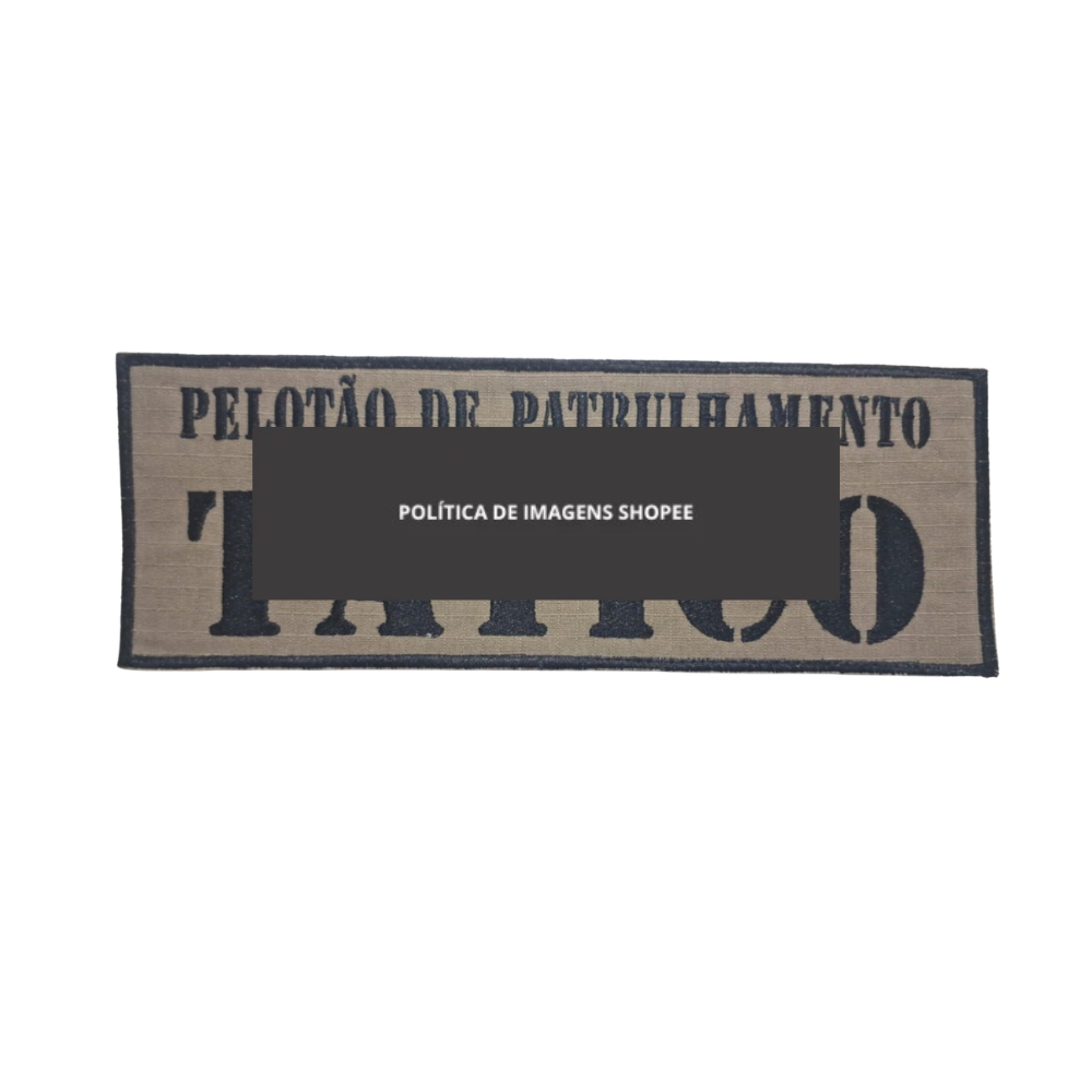 Bordado de Costas com Velcro Pelotao de Patrulhamento Tatico Cor:Caqui e Preto
