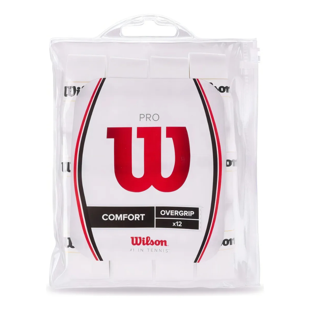 Overgrip Wilson PRO Comfort Branco (12 unidades) para Raquetes de Tênis, Padel, Beach Tênis