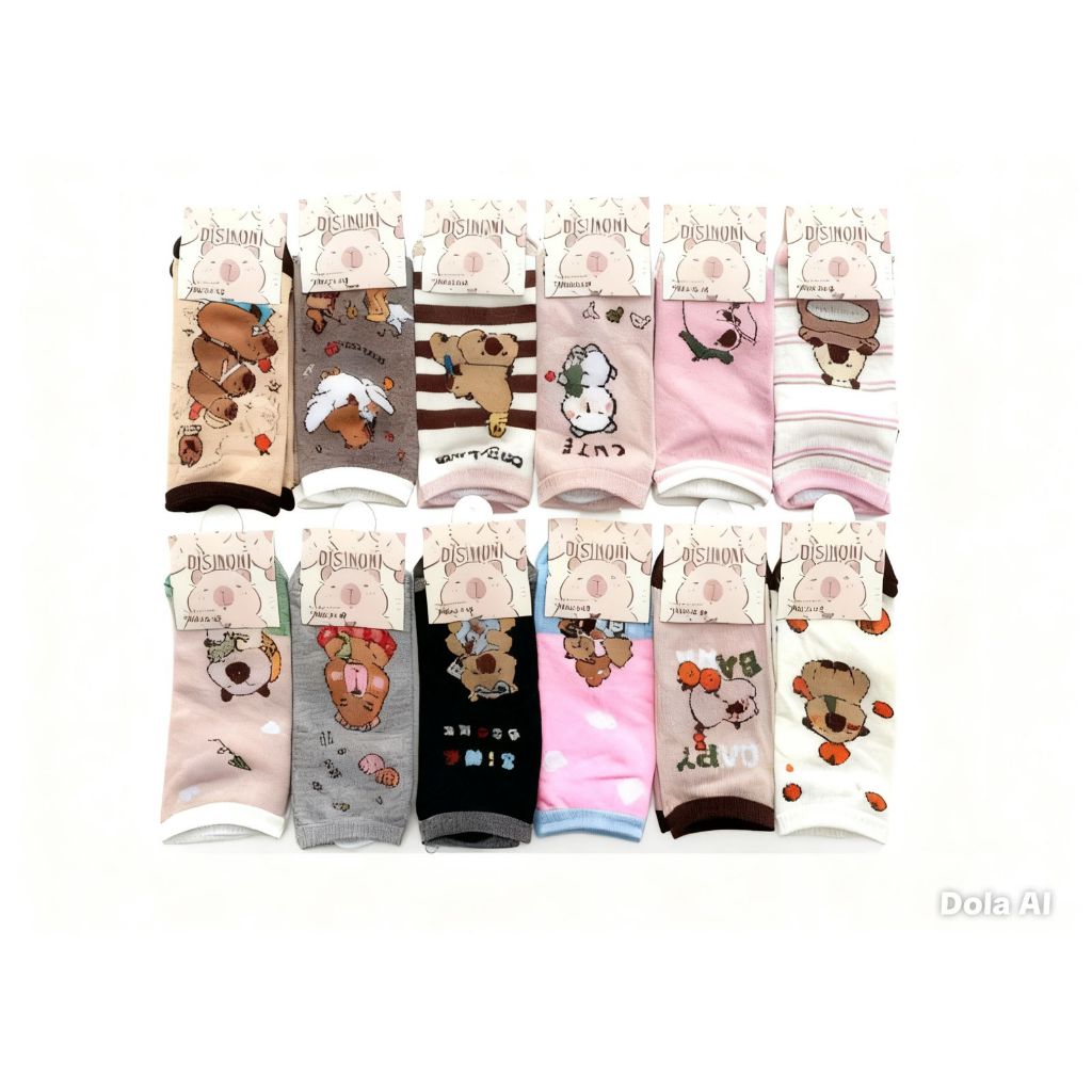 Kit 3 6 12 pares Meias curto divertidas unissex com estampa de capivara para conforto e estilo 35-40 em Oferta na Shopee