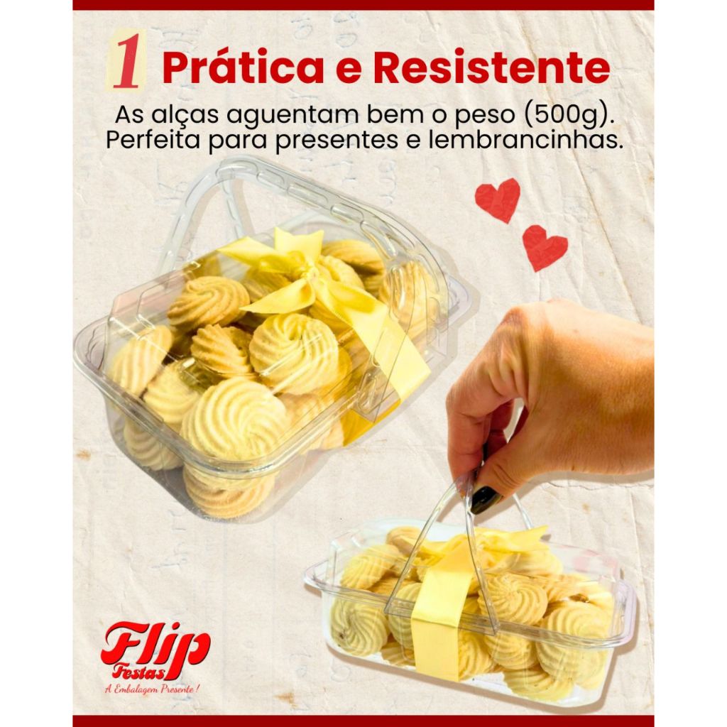 FLIP CESTINHA MINI CESTINHA PIQUENIQUE TRANSPARENTE 6unid