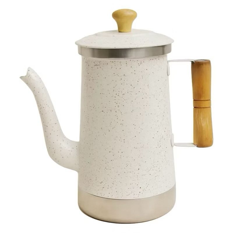 Bule Grande Branco 2,5 Litros Preto Rosa Bebê de Alumínio Reforçado com Cabo de Madeira Chaleira Fervedor de Café Água