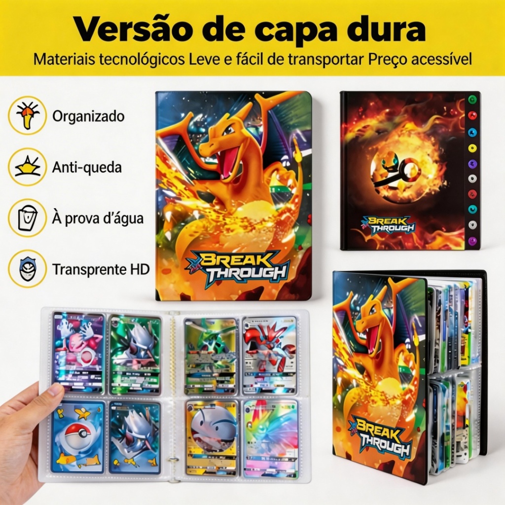Pokémon TCG Charizard Álbum 240/400/540 Cartas – Capa Premium Resistente, Alta Capacidade