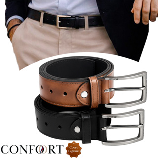 Cinto Masculino Social Couro Legítimo Lático/Naturale Extra Macio em Oferta na Shopee