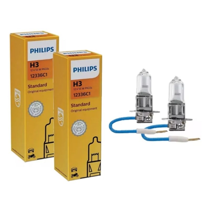 Par 2 Lâmpadas H3 12v 55w Pk22s Original Phillips em Oferta na Shopee