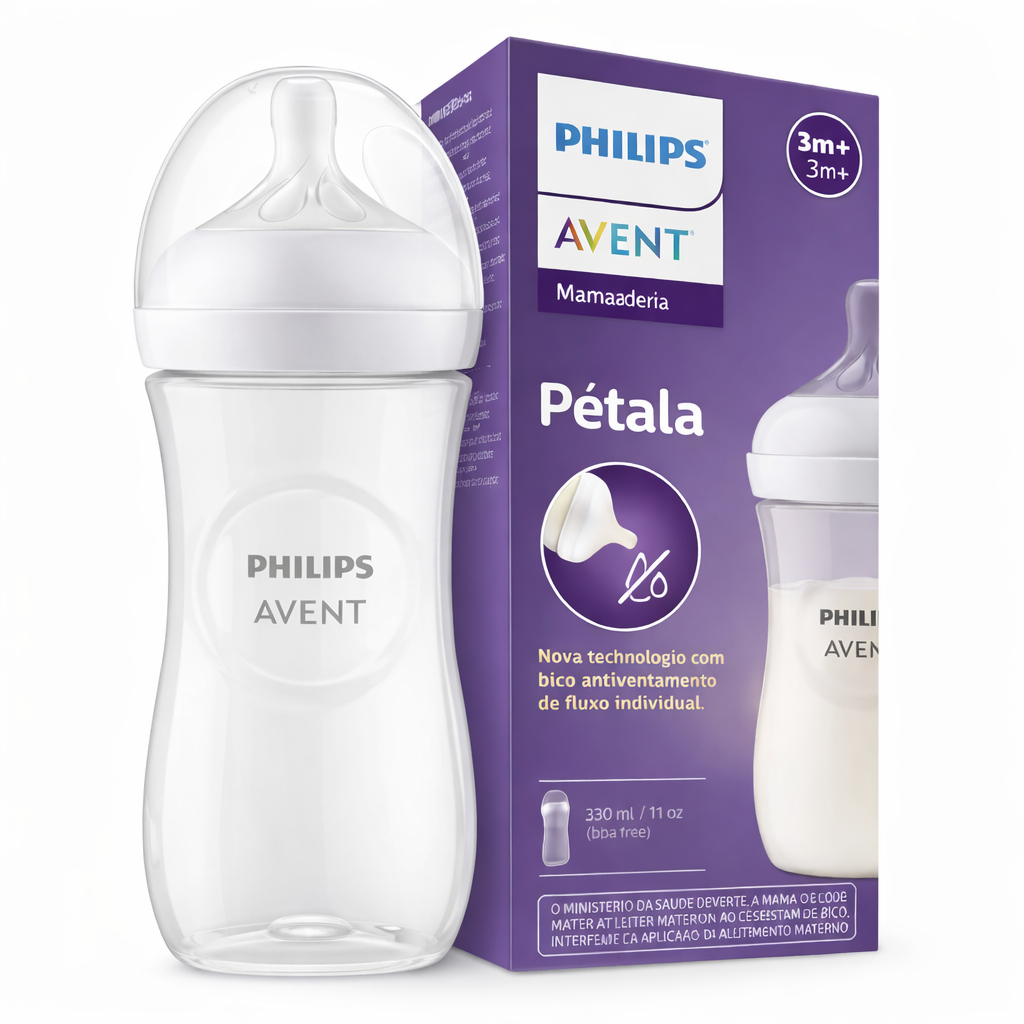 Mamadeira Pétala 3.0 330ml Transparente Com Bico N4 6m+ Scy906-01 Philips Avent em Oferta na Shopee