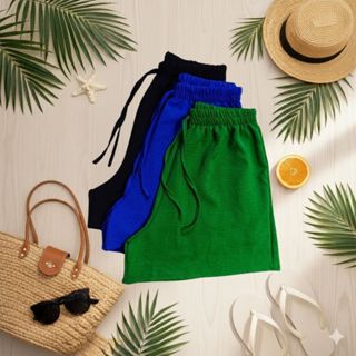 Kit 3 Short Tecido Duna - Short Feminino Soltinho Tendência Feminina do Verão em Oferta na Shopee