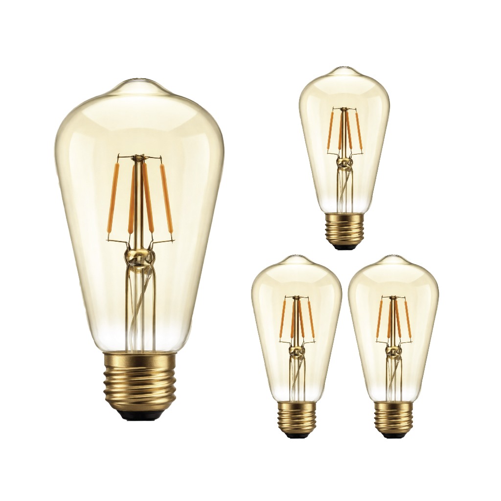 Kit 4 Filamento led 4w st64 led E27 2200k Bivolt lampada Vintage Retro em Oferta na Shopee