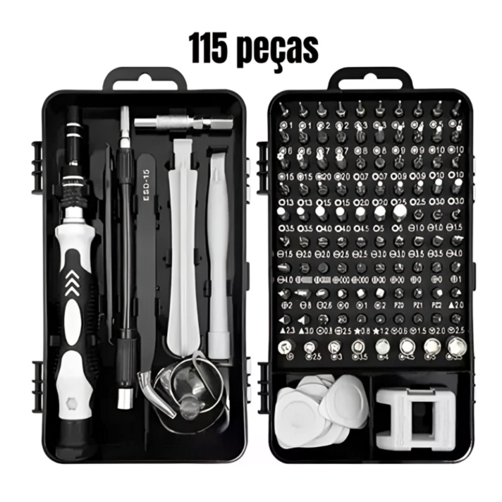 Kit Ferramentas Chave de Precisao 115 em 1 Magnetico Para Manutencao Celular PC Notebook Relogio