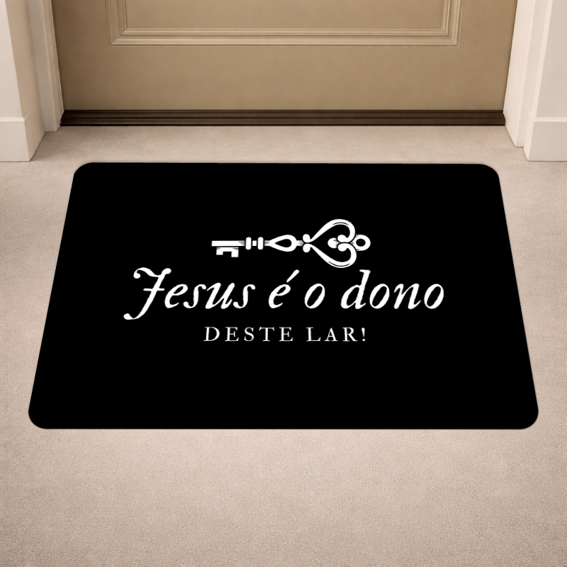 Imagem Tapete Antiderrapante Biblico, Oração, Cristão Decoração Porta ou Banheiro 40x60cm