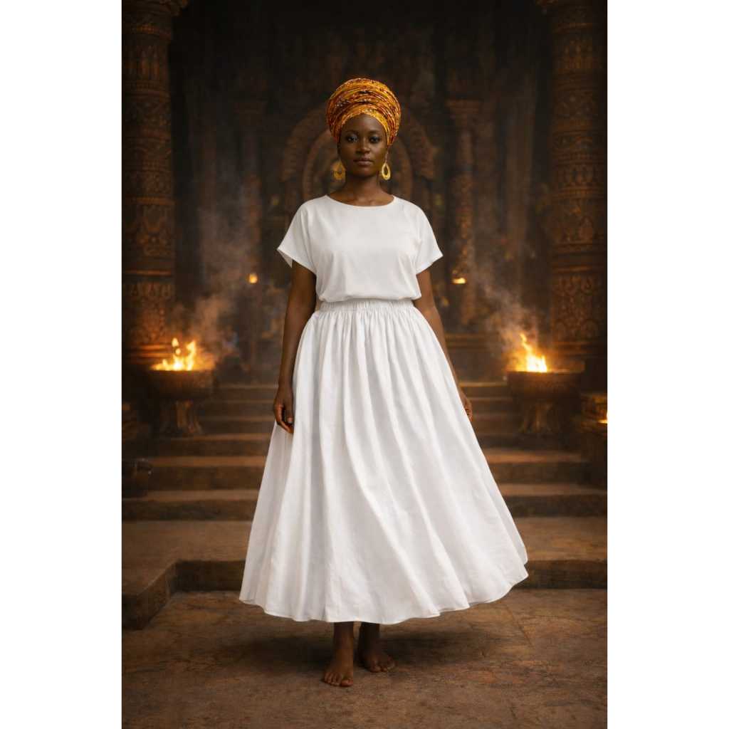 Saia Branca Umbanda Candomblé Roda Ração Tecido Luxo em Oferta na Shopee