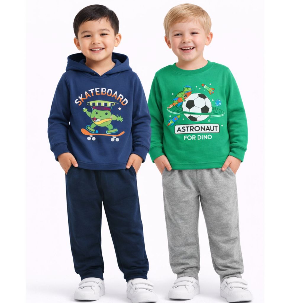 Kit 4 PEÇAS moletom Inverno Menino SORTIDO 2 Casacos + 2 Calças - 01 ao 08