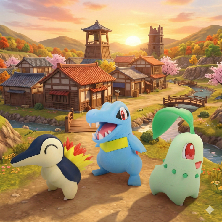 Trio Iniciais Johto Pokémon Colecionável Chikorita Cyndaquil Totodile