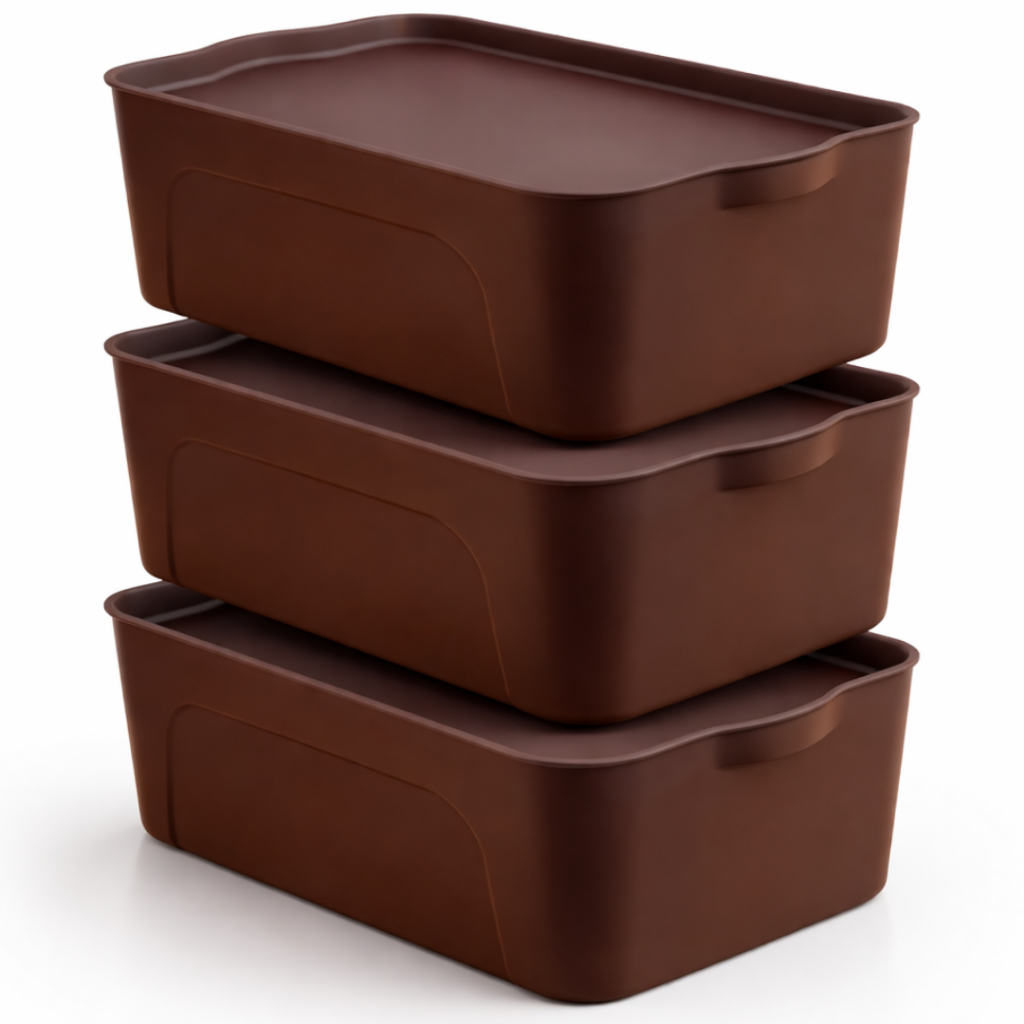 Caixas 9L Terracota Kit 3 Organização Armário Cozinha Cojunto Kit Organização