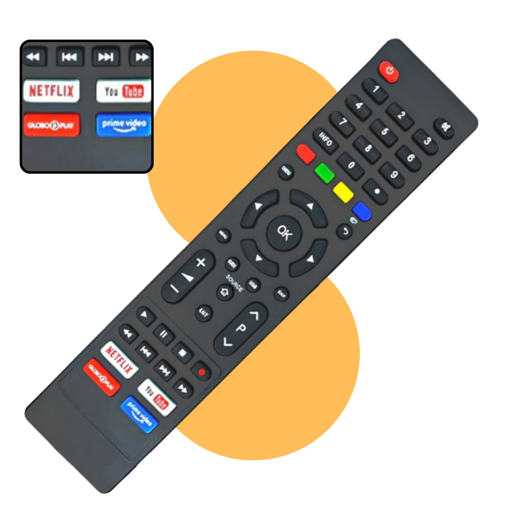 Controle Remoto Compatível Tv Philco e Britânia Acesso Rápido Netflix YouTube Prime