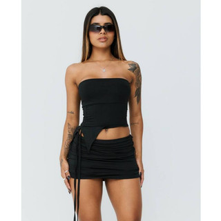 Cropped Lia Tomara Que Caia Feminino Drapeado Lateral Ajustável Moda Blogueira Tendência