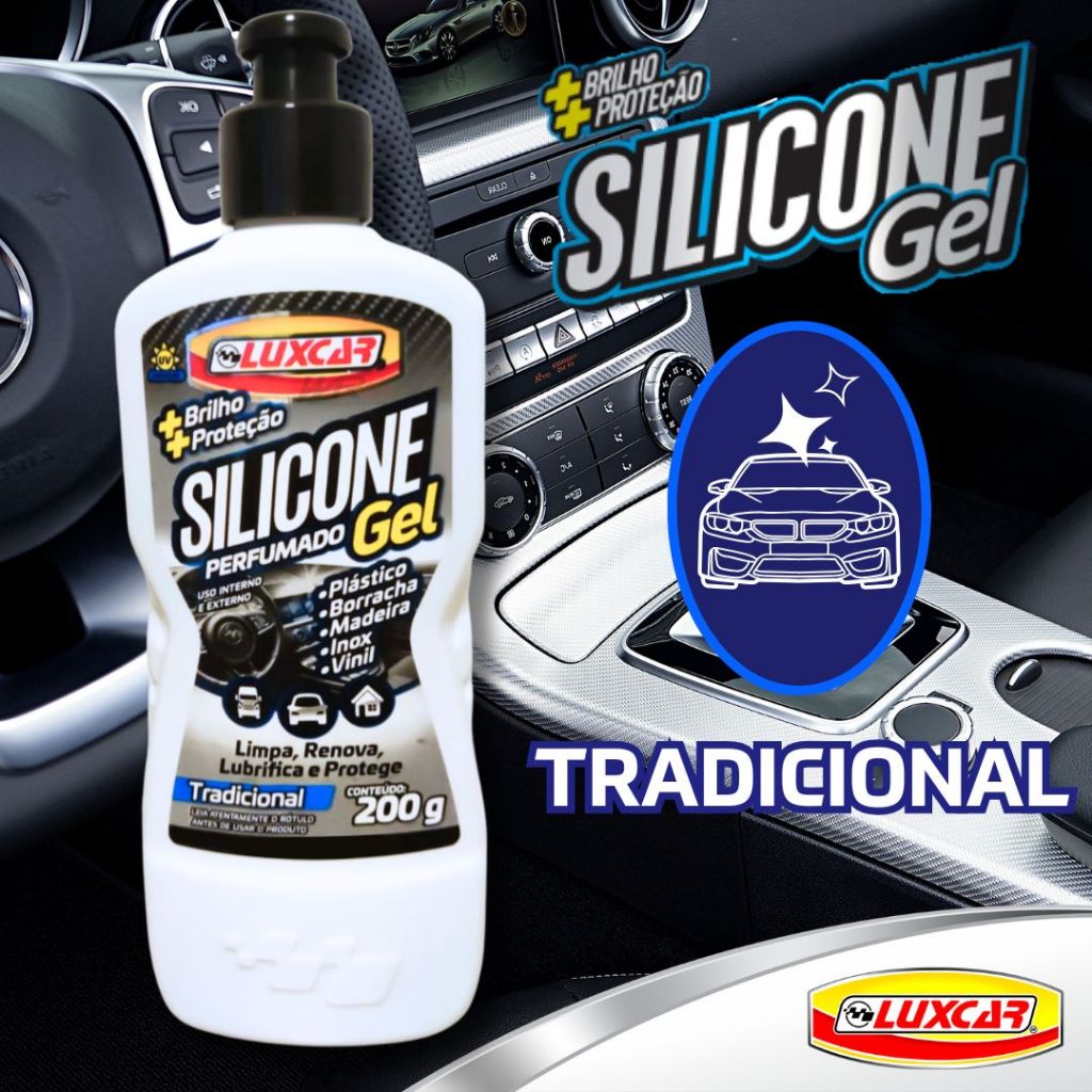 Silicone em Gel Automotivo perfumado para plástico madeira e vinil 200g Aroma Tradicional