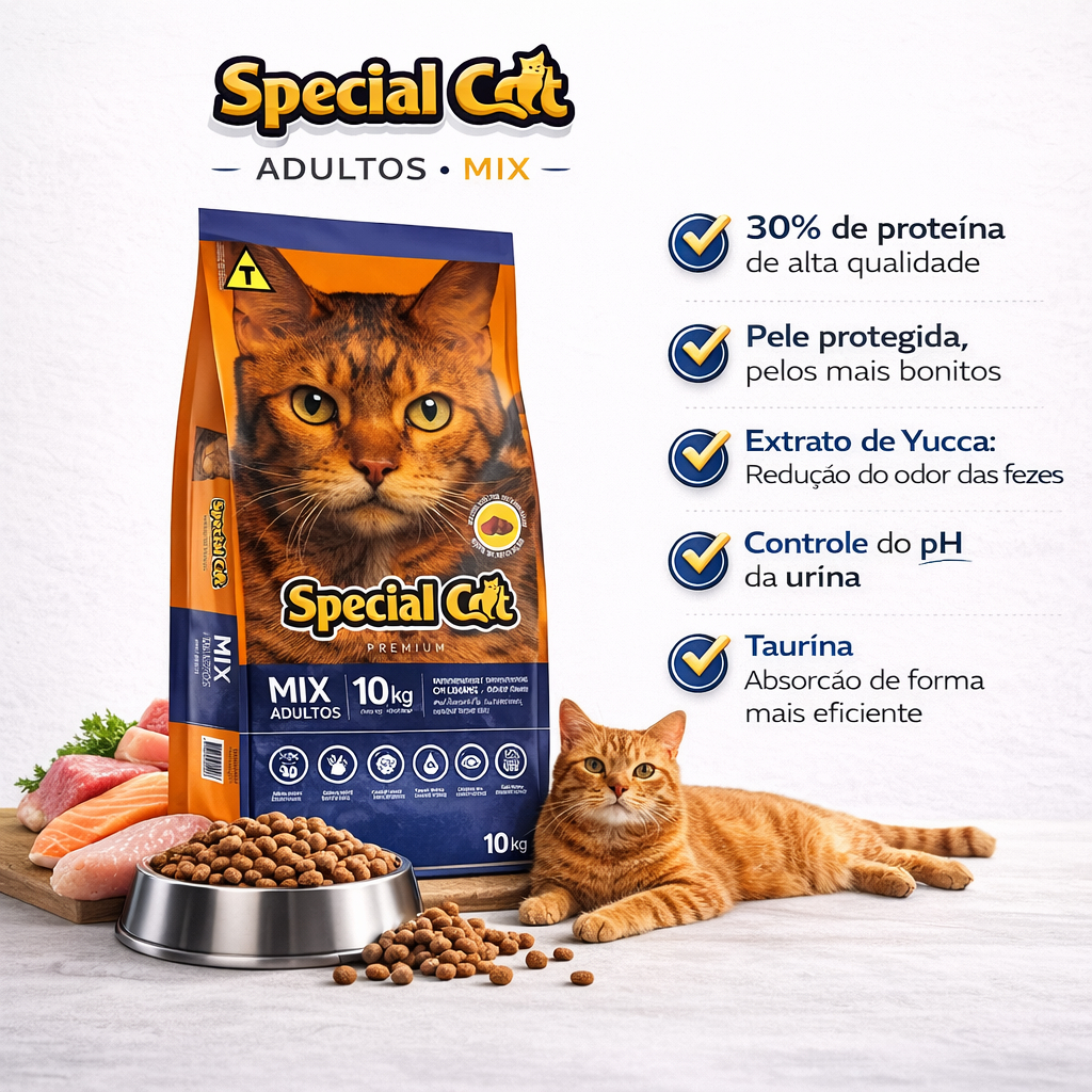 Alimento Special Cat Mix Adultos 10,1kg Ração Gato Saudável em Oferta na Shopee