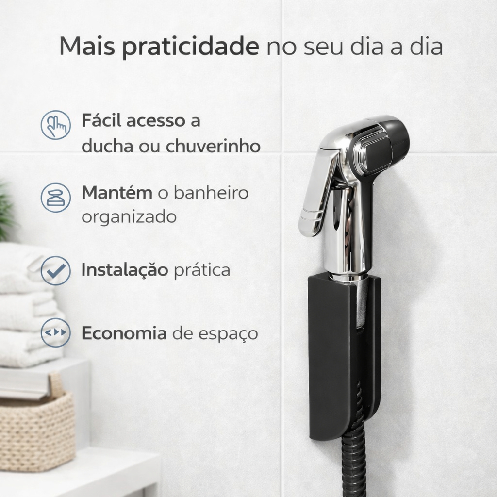 Detalhes do Suporte para Ducha Higiênica Chuverinho de Banheiro Bidet Organização Funcional