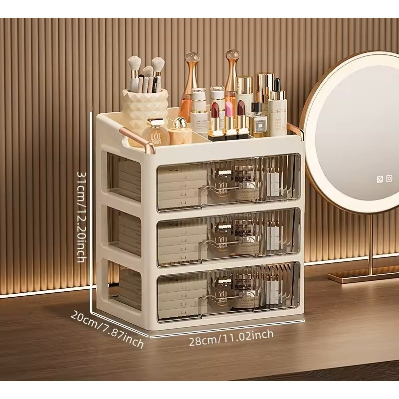 Organizador de Maquiagem Acrílico Luxo com Gaveta Porta Bijuterias Cosméticos Porta Objetos