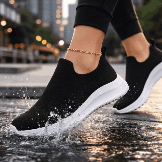 Tênis Feminino Meia Calce Fácil Slip On Leve Flexível Confortável Caminhada Academia Casual