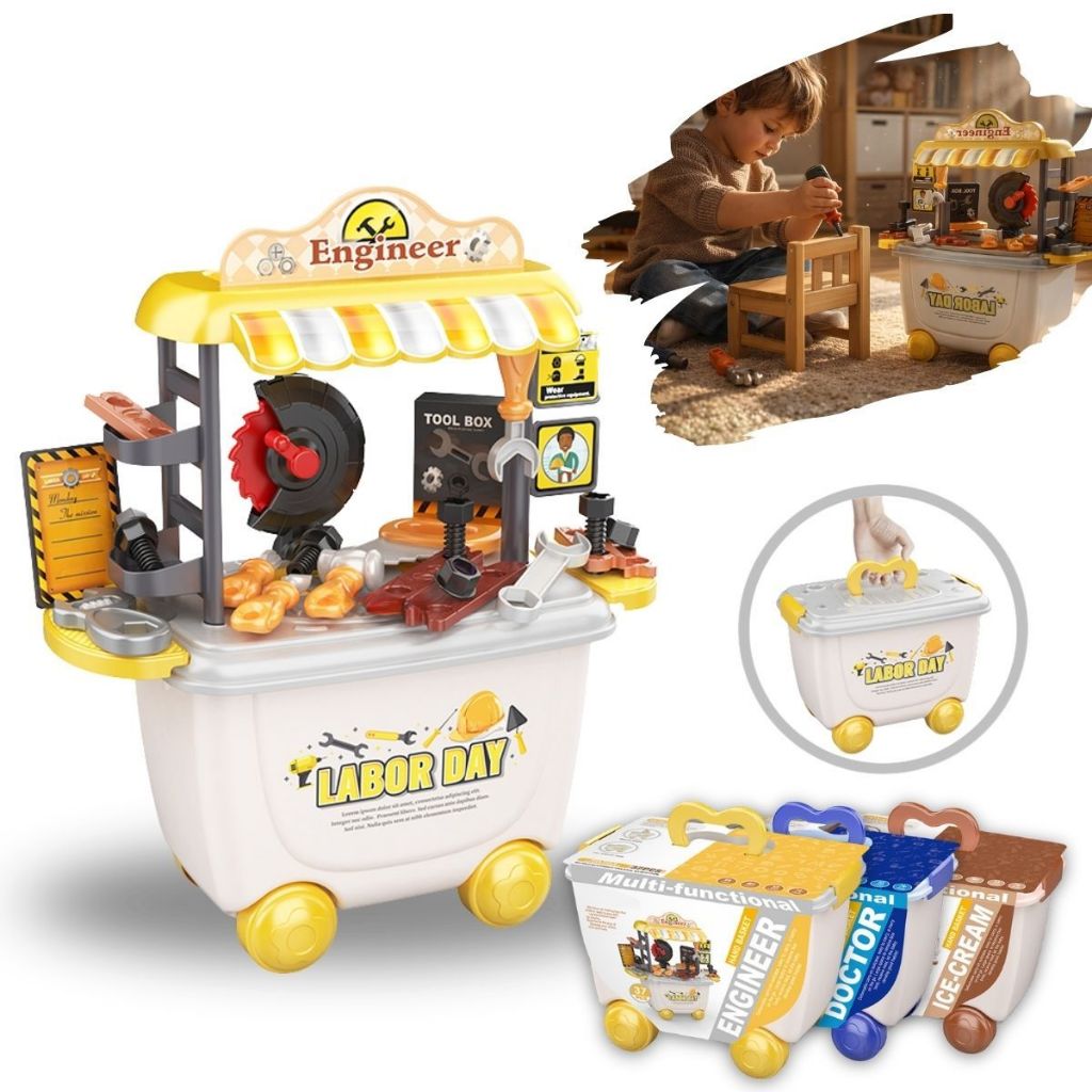 Maleta Infantil Carrinho Menina Sorveteria Menino Hospital Ferramentas Lindo Divertido