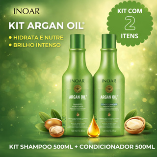 Kit Inoar Argan Oil Shampoo 500ml + Condicionador 500ml em Oferta na Shopee