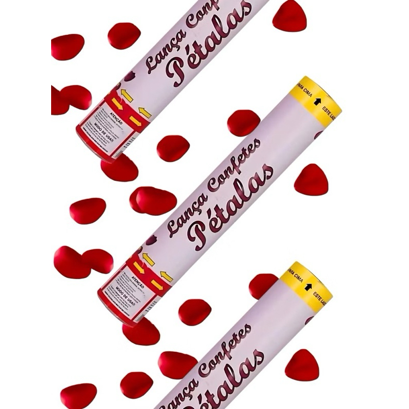 LANÇA CONFETES PÉTALAS DE ROSAS VERMELHAS | TAM.: 30CM | DIA DOS NAMORADOS | SURPRESA | AMOR | DECORAÇÃO DE FESTA