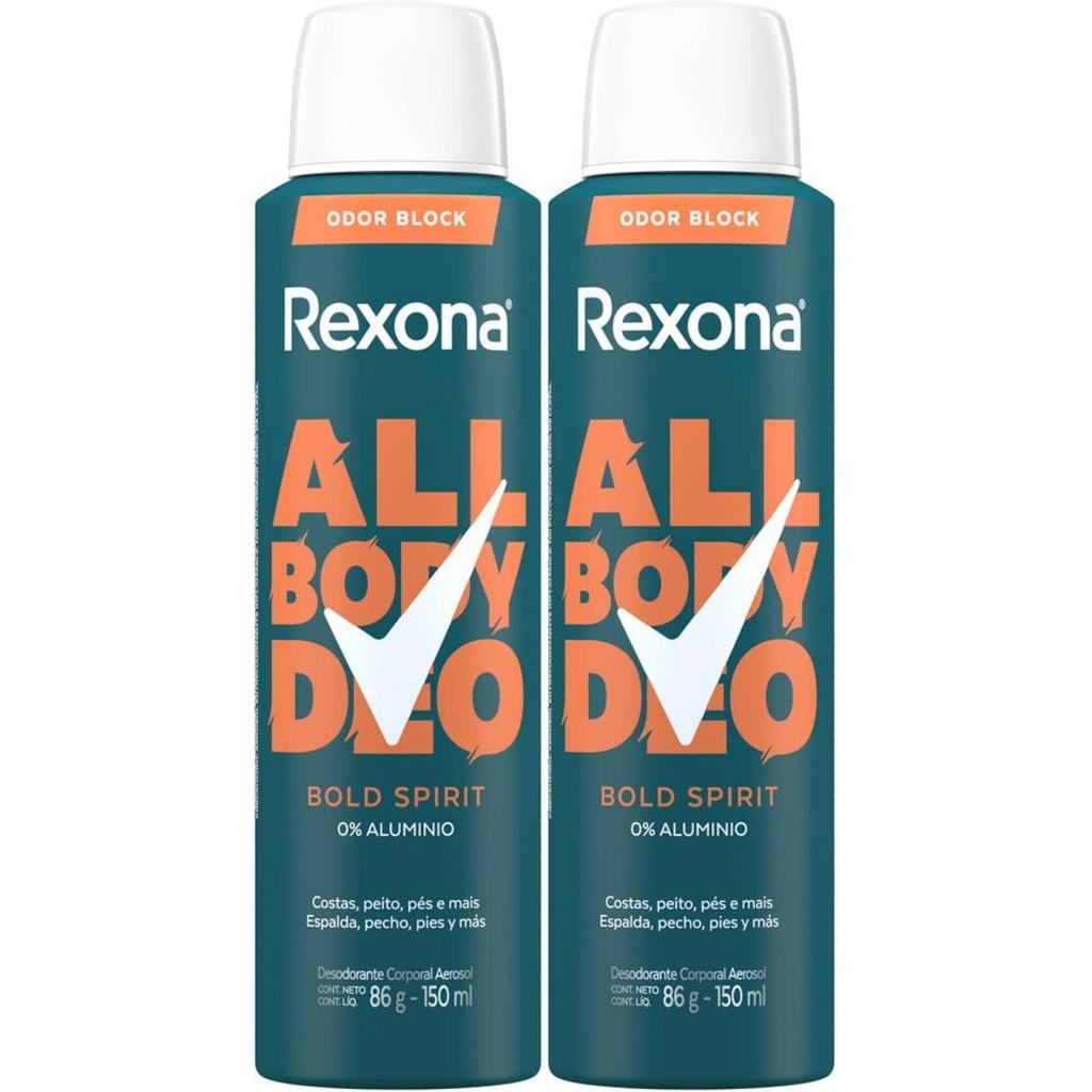 Kit 2un Rexona All Body Desodorante Aerossol Bold Spirit 150ml