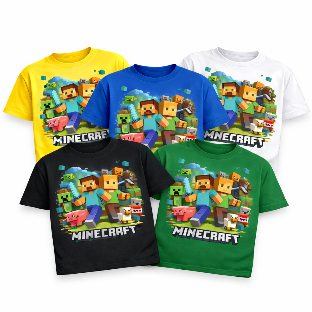 Camiseta camisa Minecraft Jogo Todos Mineblox Personagem craft Algodão cores Personalizada em Oferta na Shopee