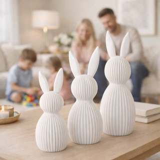Trio Coelhos de Pascoa Encantados Cenário Decoração Coelhos Minimalista Decorativo Moderno Elegante em Oferta na Shopee