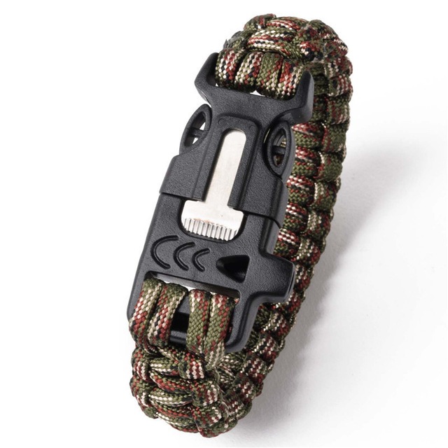 Bracelete Tático Pulseira Paracord Sobrevivência Pederneira