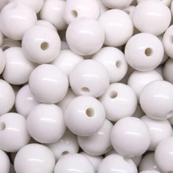 miçanga LEITOSA PLASTICA c furo ( 8 mm ) BRANCA