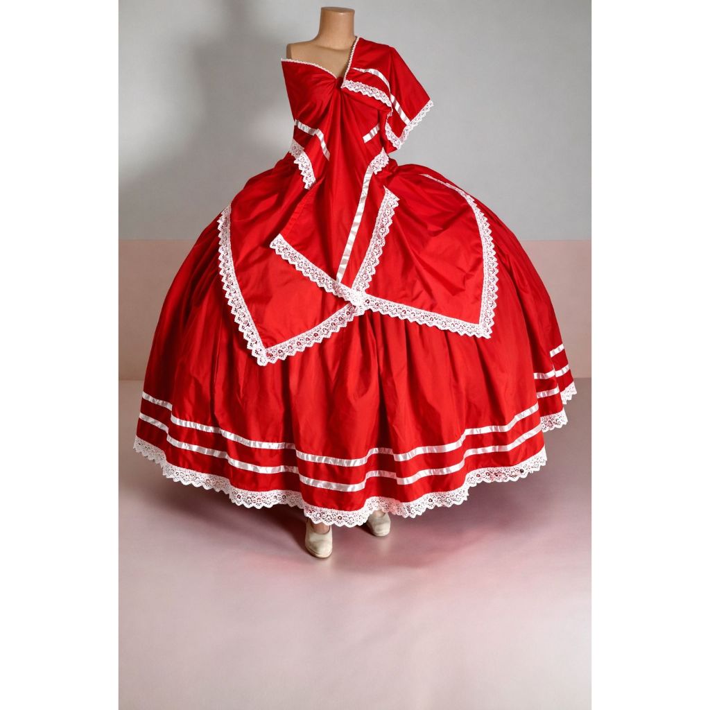 SAIA VERMELHA E BRANCA COM PANO DA COSTA E CABEÇA PARA UMBANDA E CANDOMBLÉ - CONJUNTO POMBOGIRA -ROUPA DE RAÇÃO VERMELHA