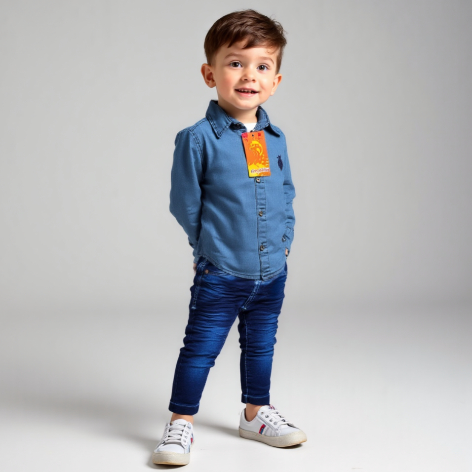 Kit Jeans Infantil Juvenil Completo - Camisa Manga Longa e Calça Skinny com Lycra (01 a 16)