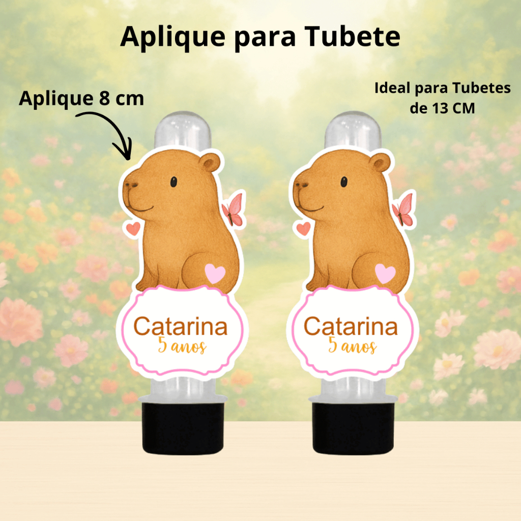 Aplique Capivara Fofa para Tubete | Lembrancinhas Personalizadas Festa Infantil Não Acompanha Tubete
