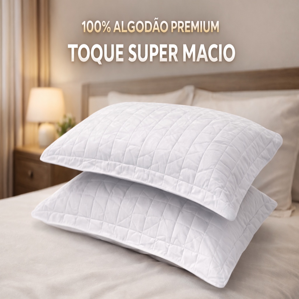 Kit Porta Travesseiro Matelassê 100% Algodão Premium Toque Macio e Elegante Antialérgico Alta Durabilidade