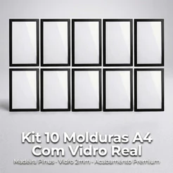 Kit Com 10 Molduras A4 Madeira E Vidro - Certificado, Foto