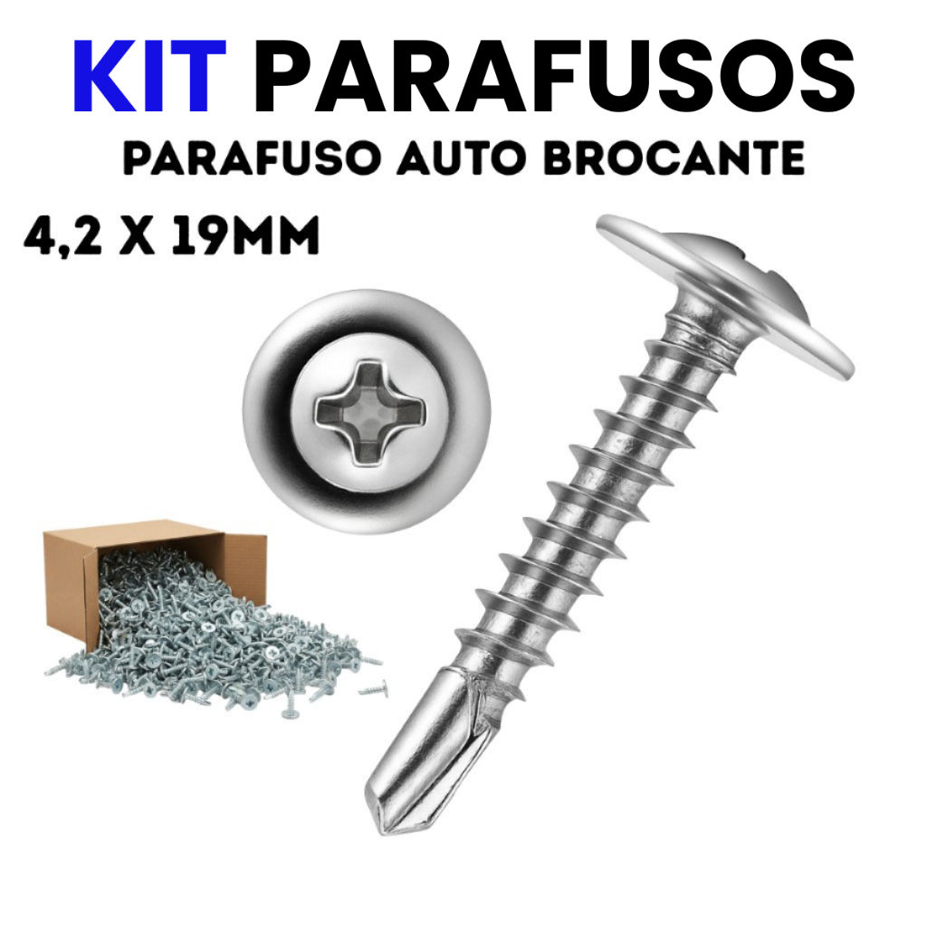 Kit Parafusos Auto Brocante Flangeado 4,2x19mm Cabeça Phillips