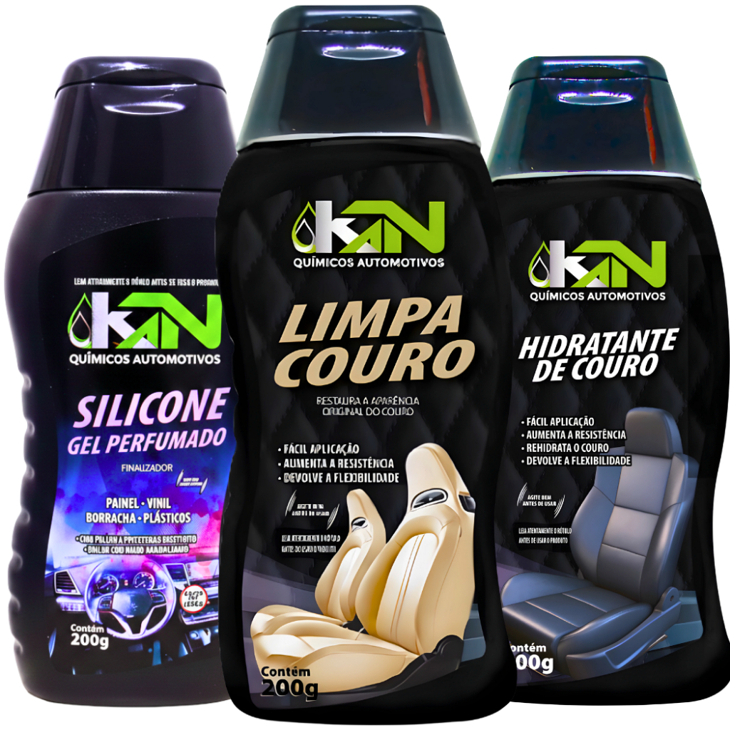 Kit Hidratante de Couro Limpa Couro e Silicone gel Automotivo para Banco Cadeira Gamer Bolsa Sapato