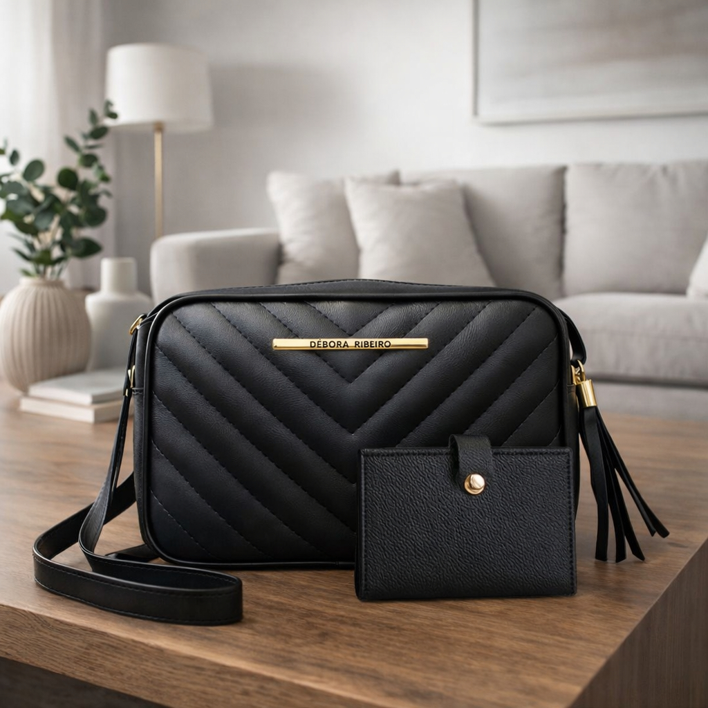 Bolsa Feminina Pequena Estilosa Tote Bag Alça Transversal Lateral + Carteira Tendência Lançamento