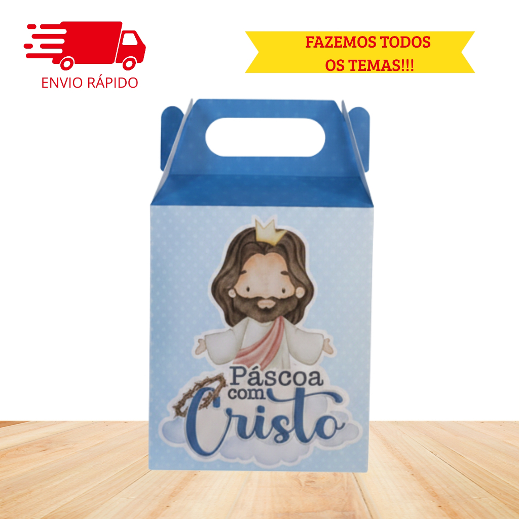Caixinha Maletinha Personalizada - PÁSCOA COM CRISTO - Lembrancinha Pegue e Monte  -  ENVIO RÁPIDO