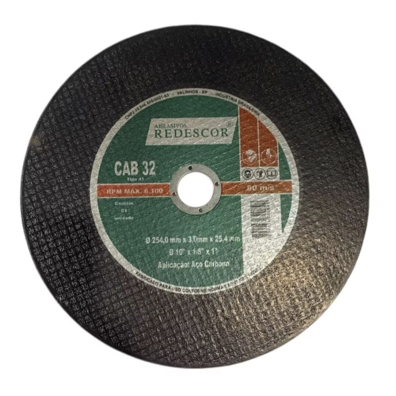 04 PEÇAS DISCO POLICORTE REDESCOR; 12X1/8”; indique o furo central: 1”; 3/4” ou 5/8”.