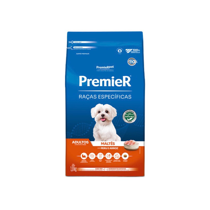 Raçao Premier Raça Pequenas Caes Adulto Maltes 1 KG